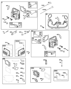 Cylinder Head Group Diagram and Parts List for 40U877-0020-G1  Briggs and Stratton Engine